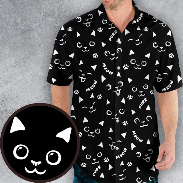 Black Cats Pattern Hawaiian Shirt