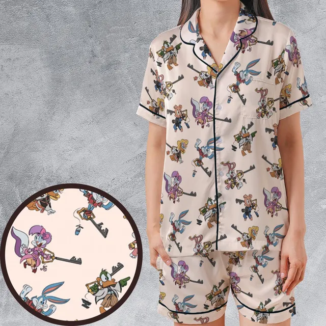 Satin Short-Sleeve Pajamas Set