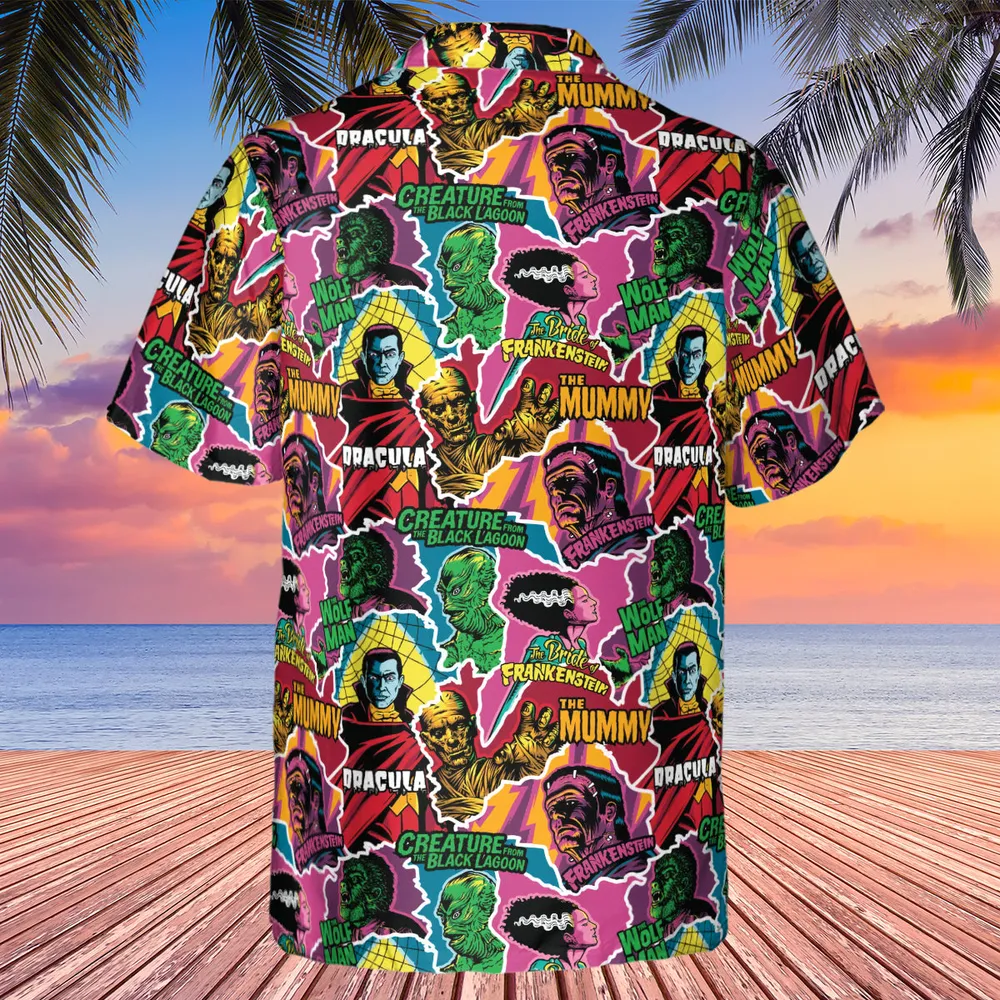 Monsters Pop Collage Universal Monsters Hawaiian Shirt - 3