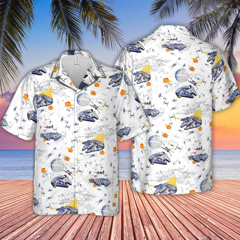 Millennium Falcon Patterns Star Wars Hawaiian Shirt - 2