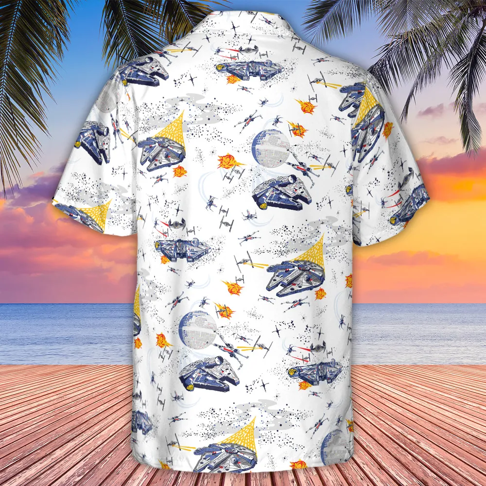 Millennium Falcon Patterns Star Wars Hawaiian Shirt - 3