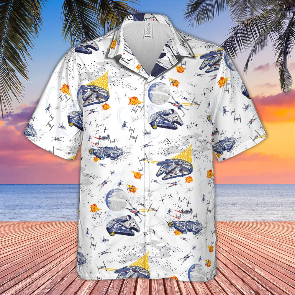 Millennium Falcon Patterns Star Wars Hawaiian Shirt - 4
