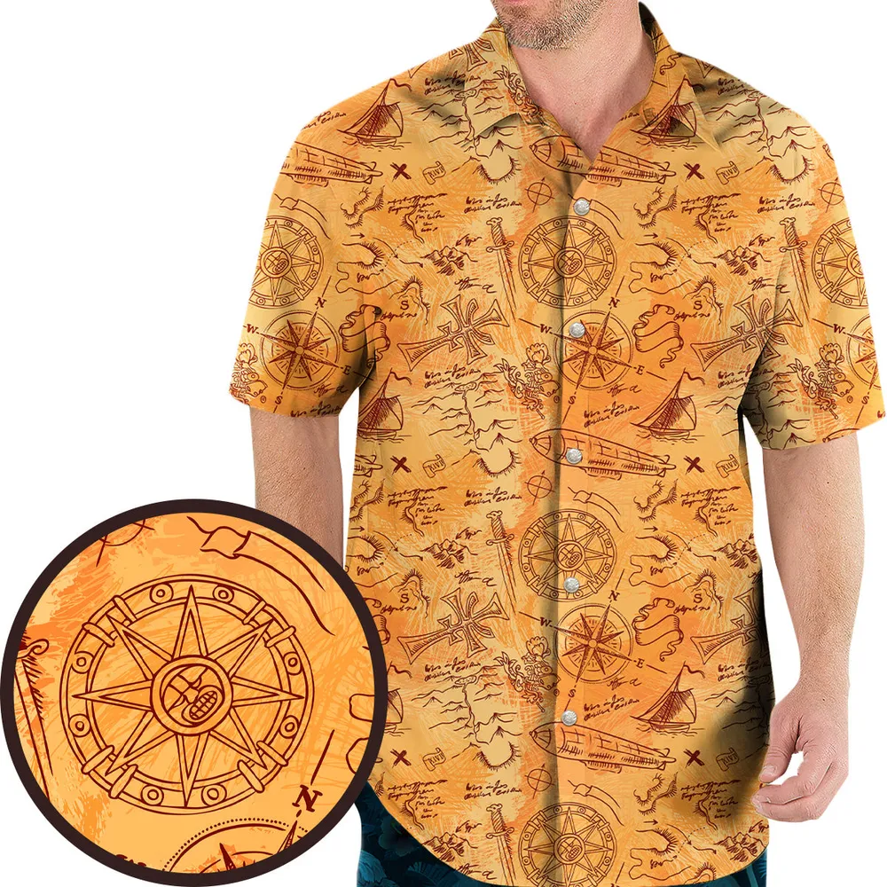 Vintage Adventure Map Indiana Jones Hawaiian Shirt - 2