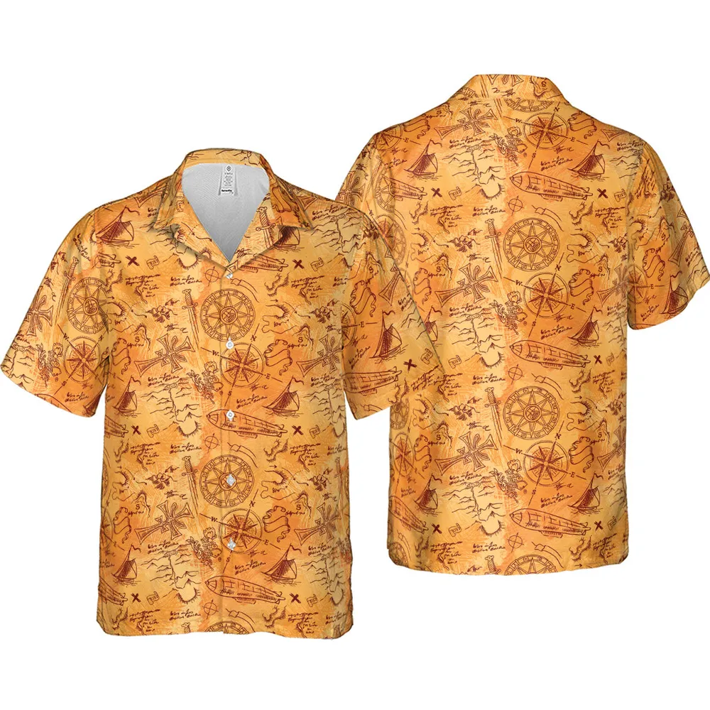 Vintage Adventure Map Indiana Jones Hawaiian Shirt - 3