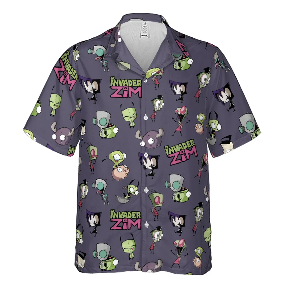 Invader Zim Pattern Hawaiian Shirt - 4