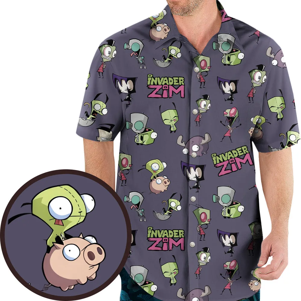Invader Zim Pattern Hawaiian Shirt - 2