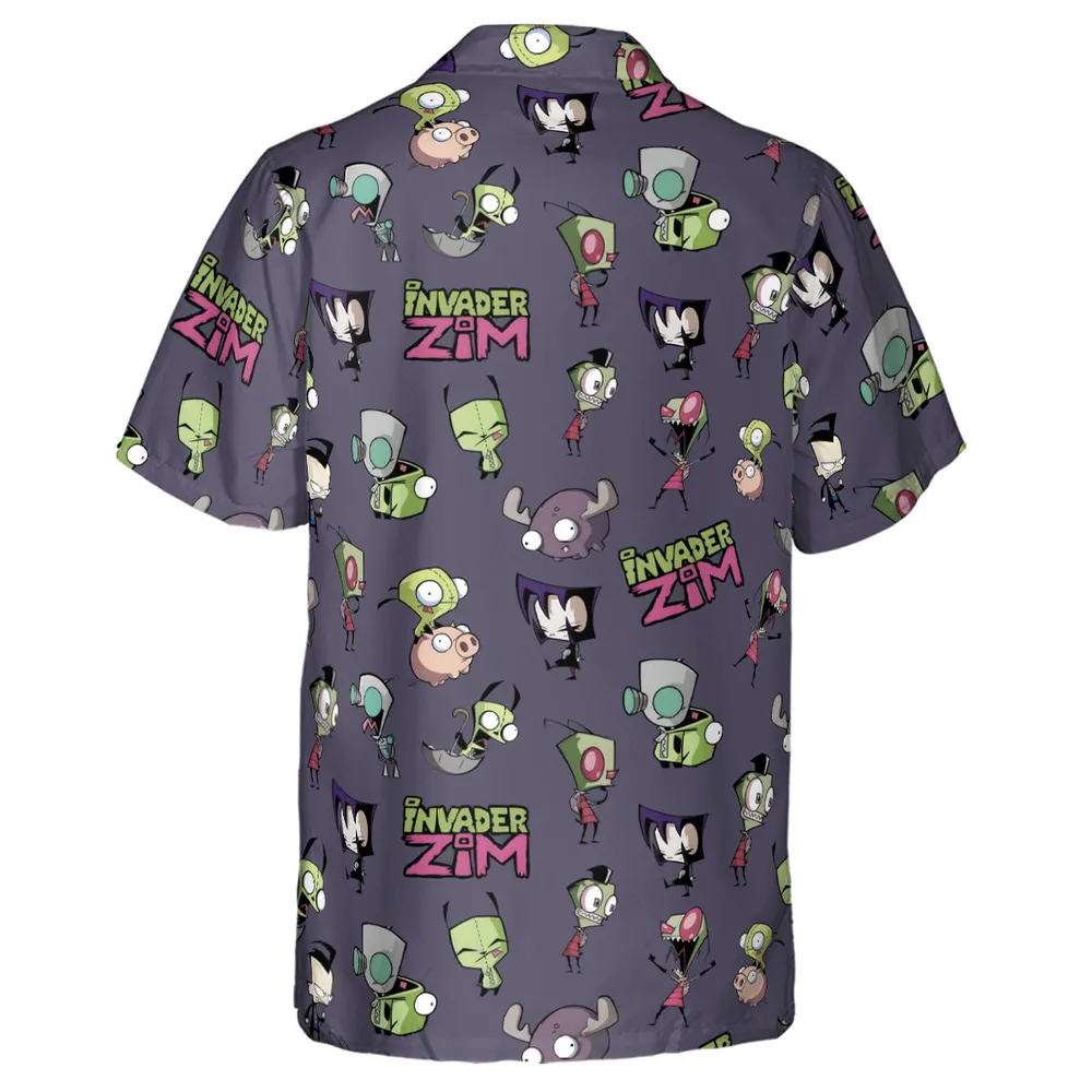 Invader Zim Pattern Hawaiian Shirt - 5