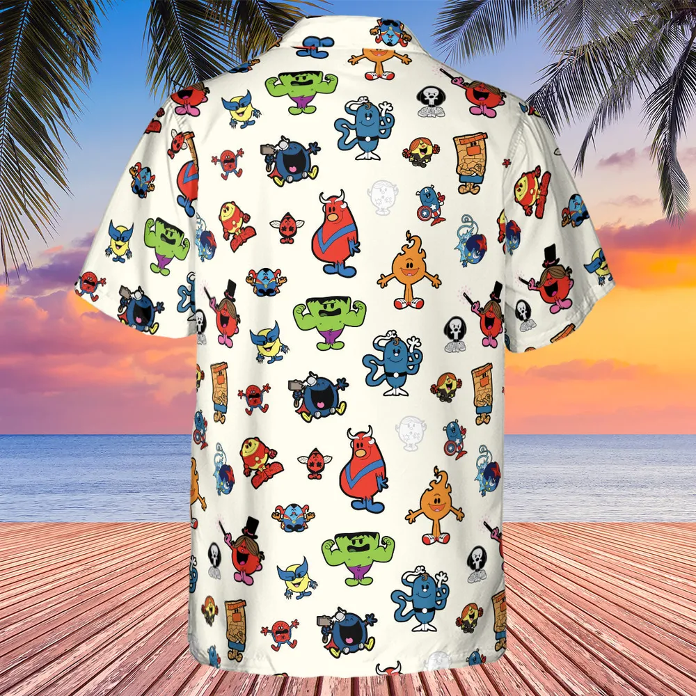 Marvel Characters And Mr Men Pattern Hawaiian Shirt - 3