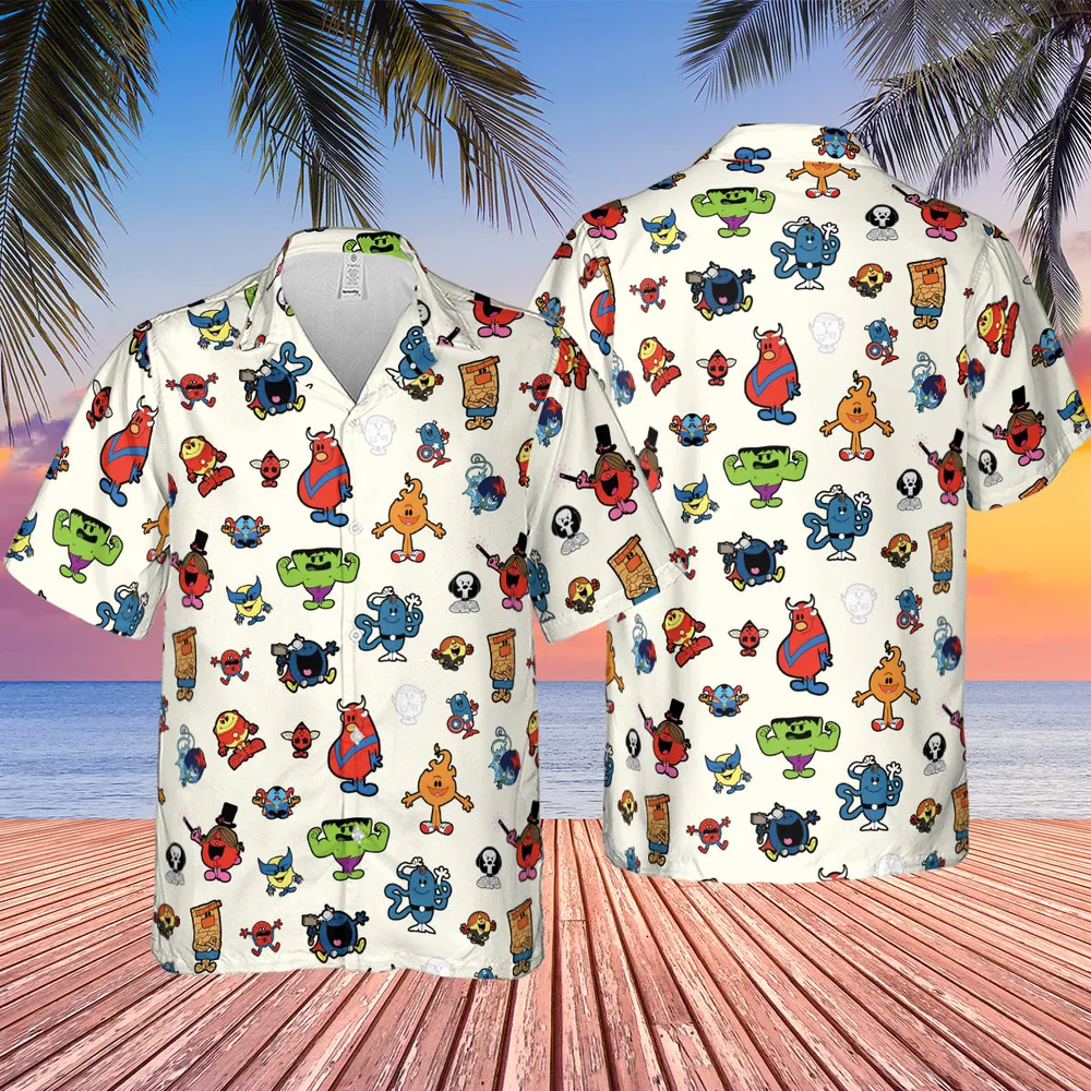 Marvel Characters And Mr Men Pattern Hawaiian Shirt - 2