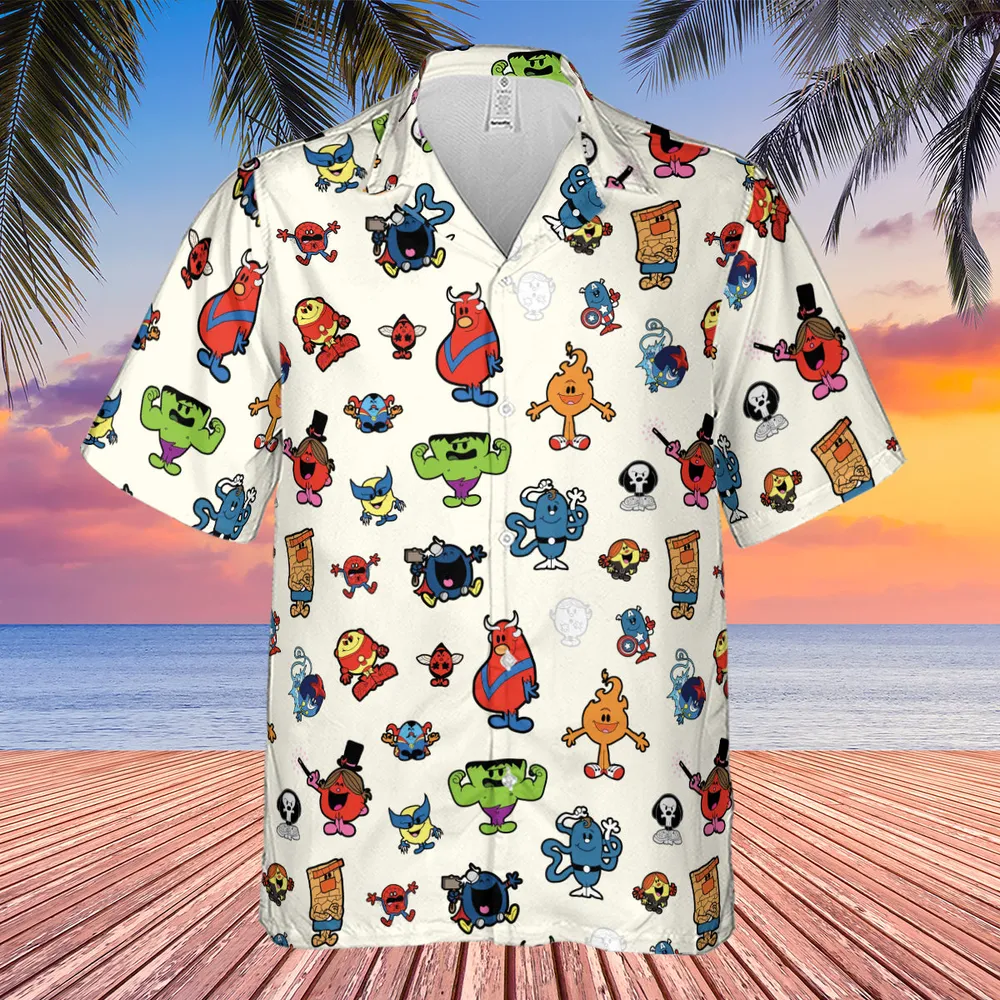 Marvel Characters And Mr Men Pattern Hawaiian Shirt - 4