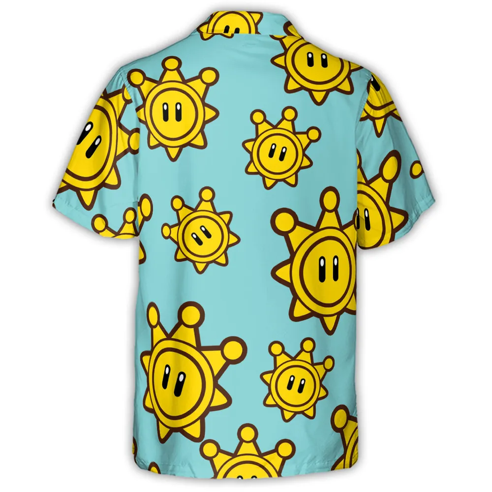 Shine Sprite Super Mario Button Up Hawaiian Shirt - 2