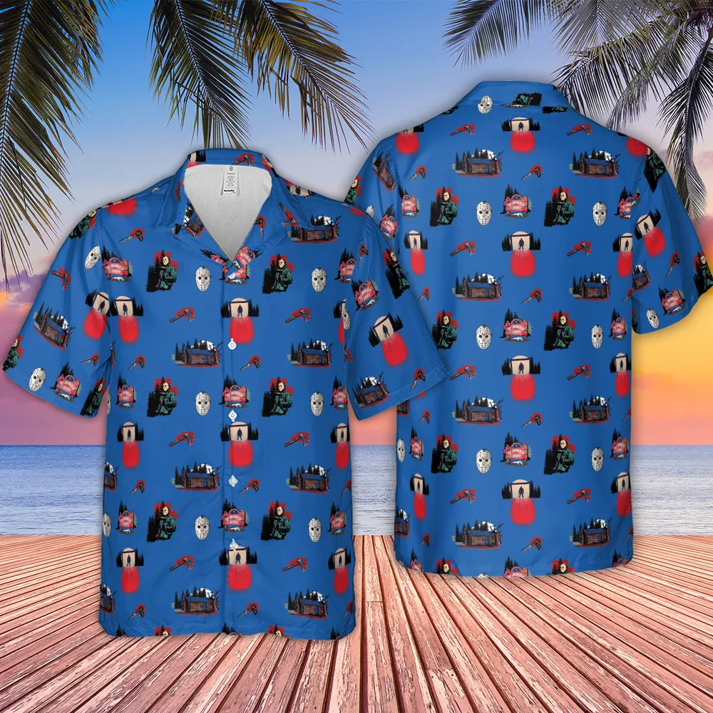 Jason Vorhees Camp Crystal Lake Halloween Hawaiian Shirt - 2