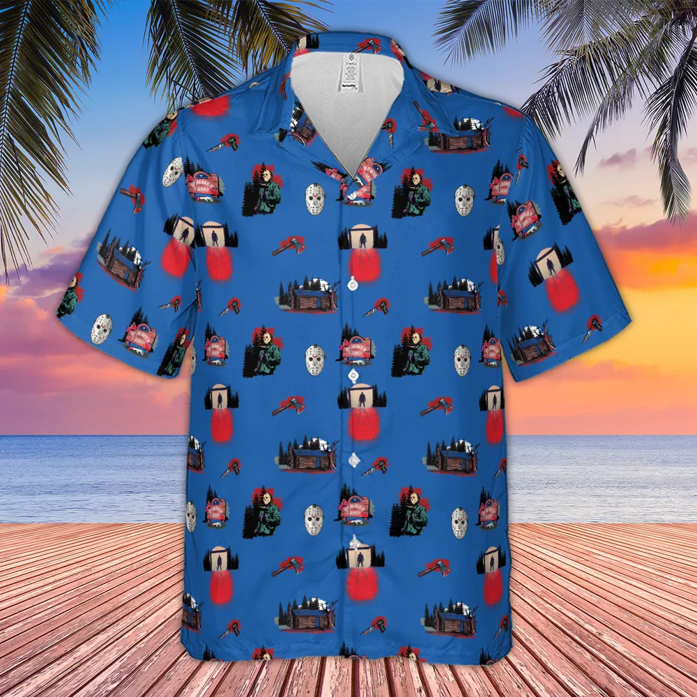 Jason Vorhees Camp Crystal Lake Halloween Hawaiian Shirt - 4