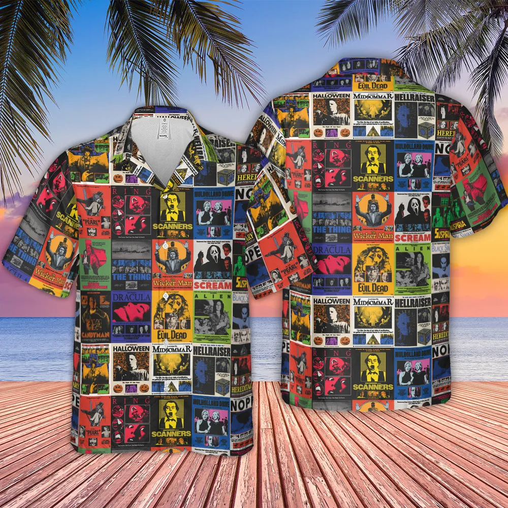 Modern Horror Movies Nope Ghostface Pinhead Pearl Leatherface Halloween Hawaiian Shirt - 2