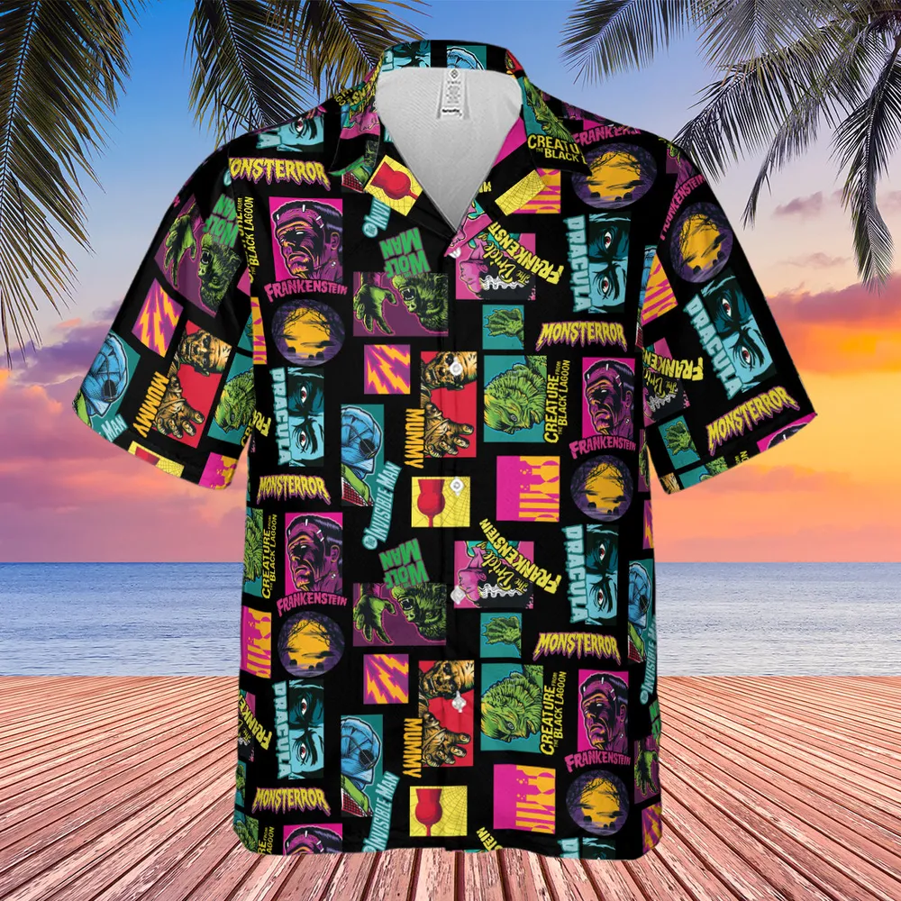 Monster Pop Movies Halloween Hawaiian Shirt - 4