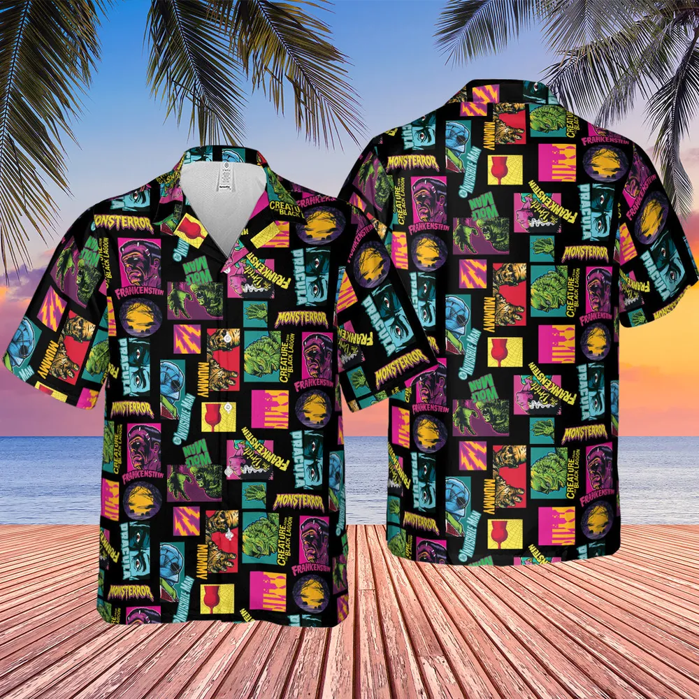 Monster Pop Movies Halloween Hawaiian Shirt - 2