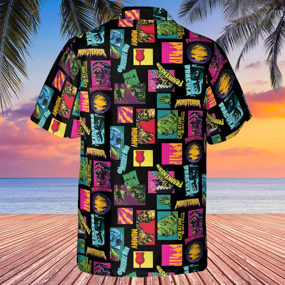 Monster Pop Movies Halloween Hawaiian Shirt - 3