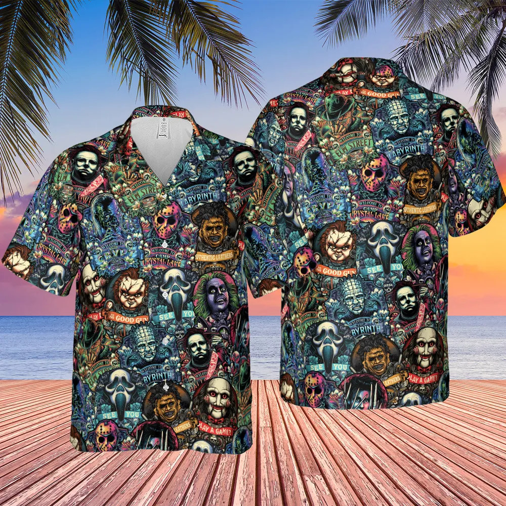 Horror Movie Characters Pattern Hawaiian Shirt - 2