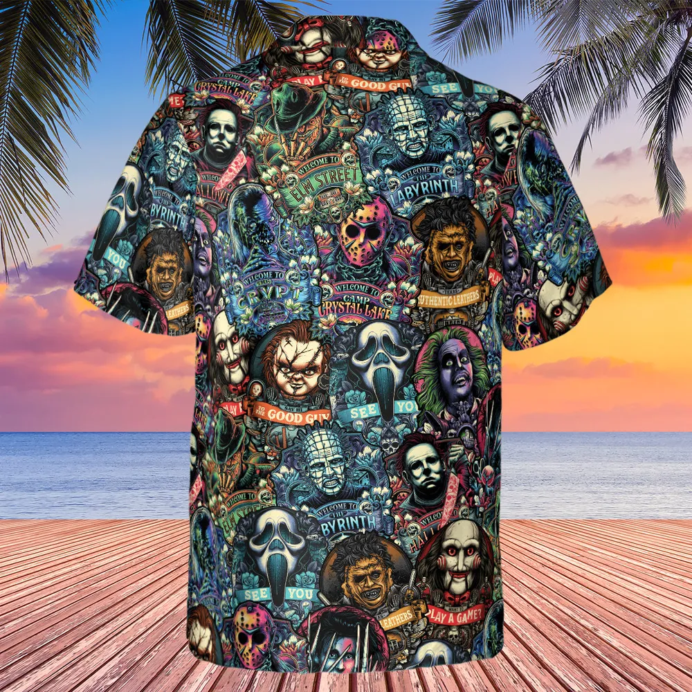 Horror Movie Characters Pattern Hawaiian Shirt - 3