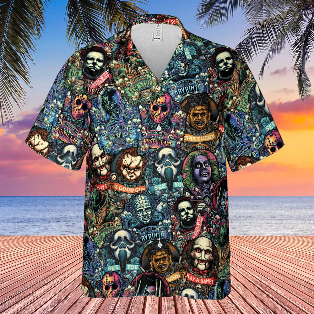 Horror Movie Characters Pattern Hawaiian Shirt - 4
