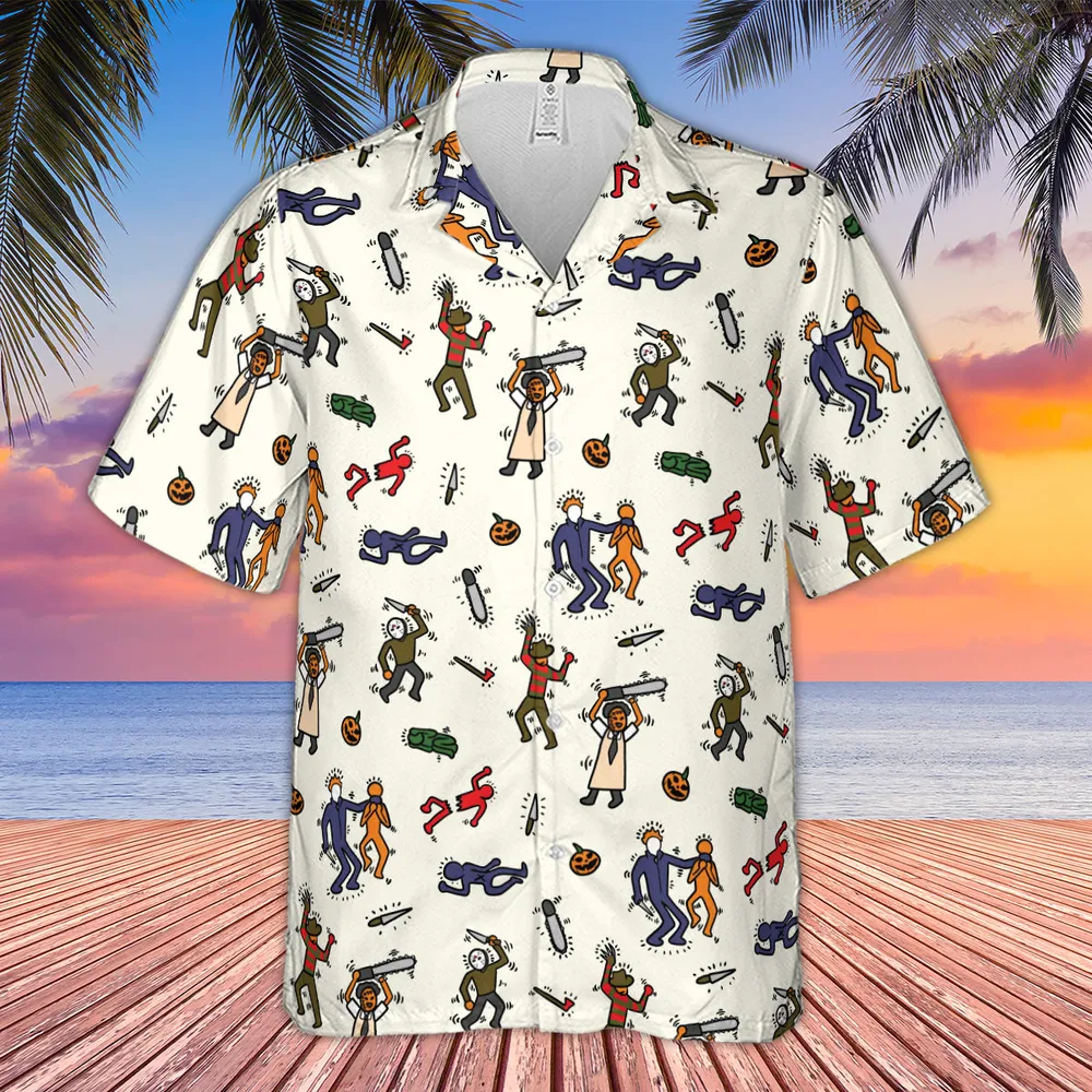 Horror Movie Pop Characters Pattern Hawaiian Shirt - 4