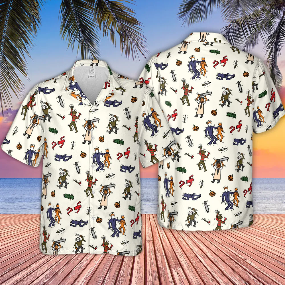 Horror Movie Pop Characters Pattern Hawaiian Shirt - 2