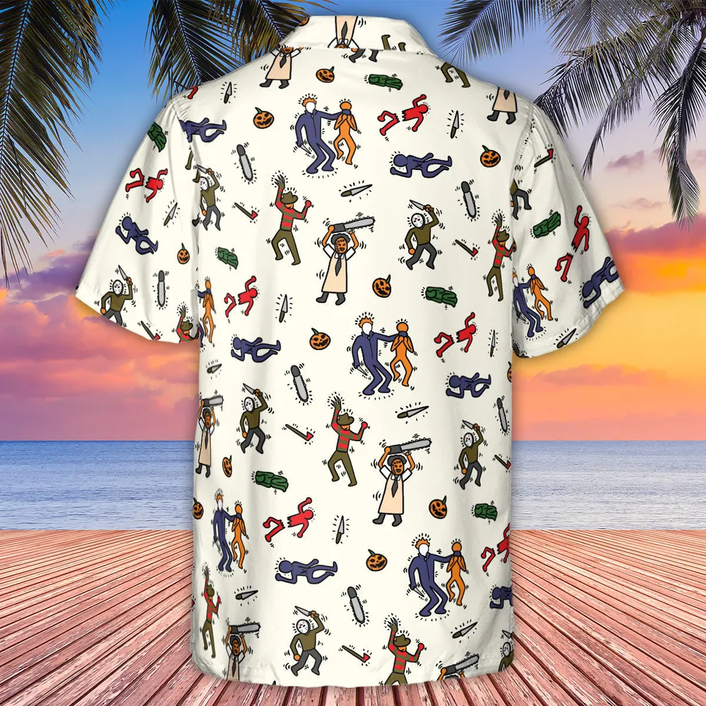 Horror Movie Pop Characters Pattern Hawaiian Shirt - 3