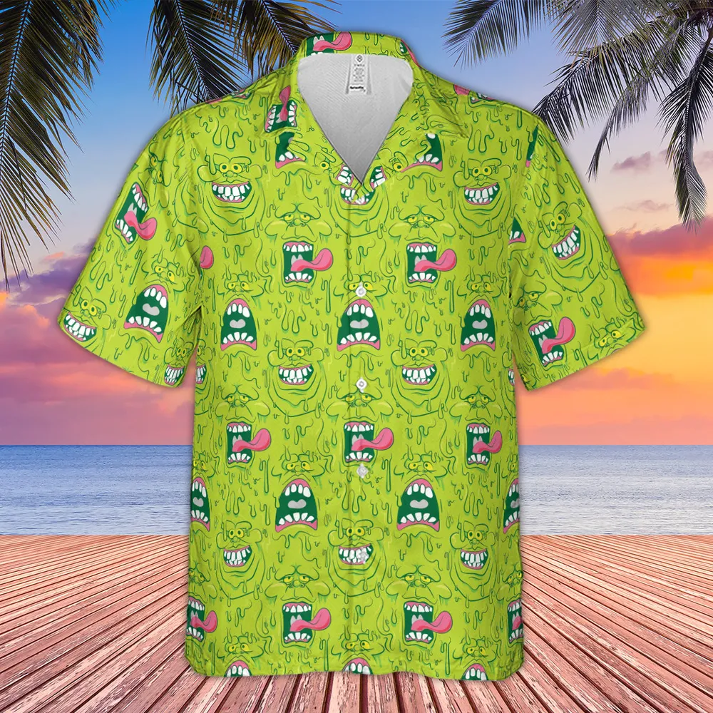 Funny Face Expression Slimer Ghostbusters Hawaiian Shirt - 4
