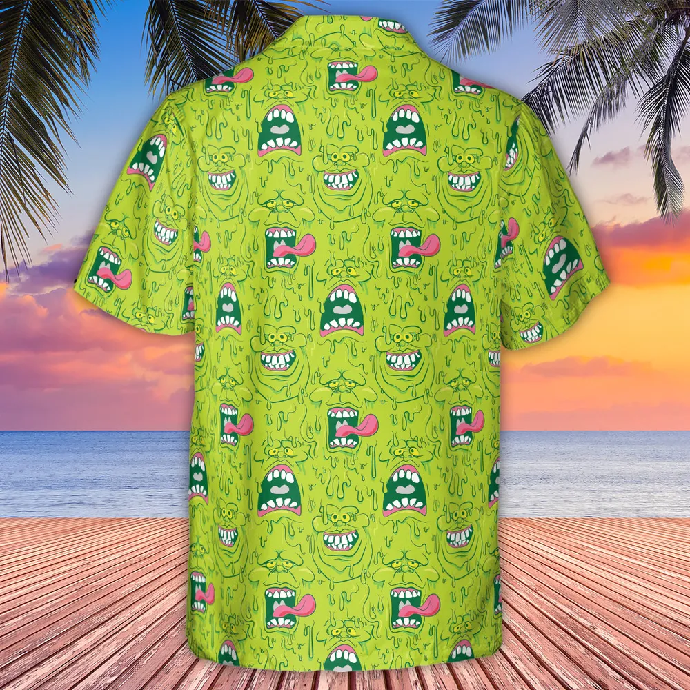 Funny Face Expression Slimer Ghostbusters Hawaiian Shirt - 3