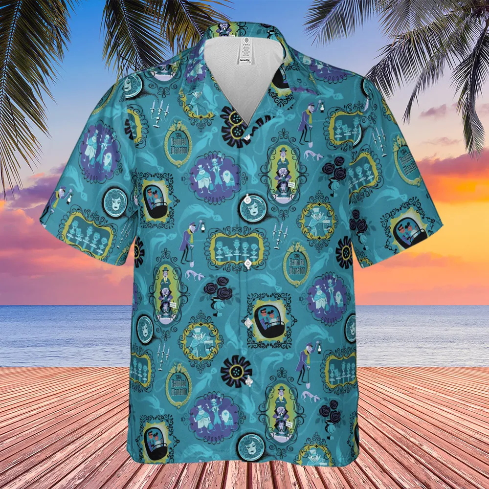 Haunted Mansion Pattern Hawaiian Shirt - 4