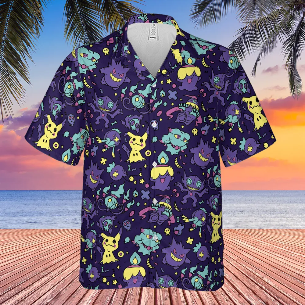 Gengar Ghost Pokemon Pattern Hawaiian Shirt - 4