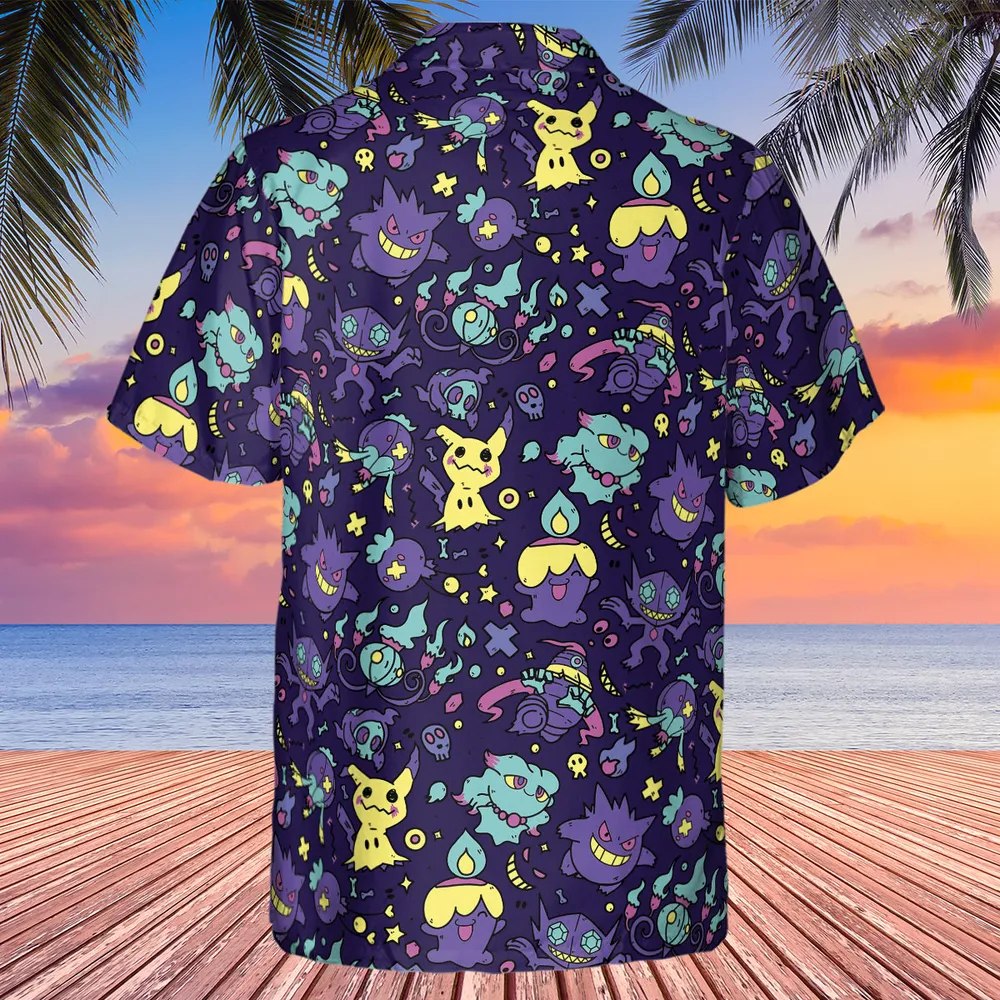 Gengar Ghost Pokemon Pattern Hawaiian Shirt - 3