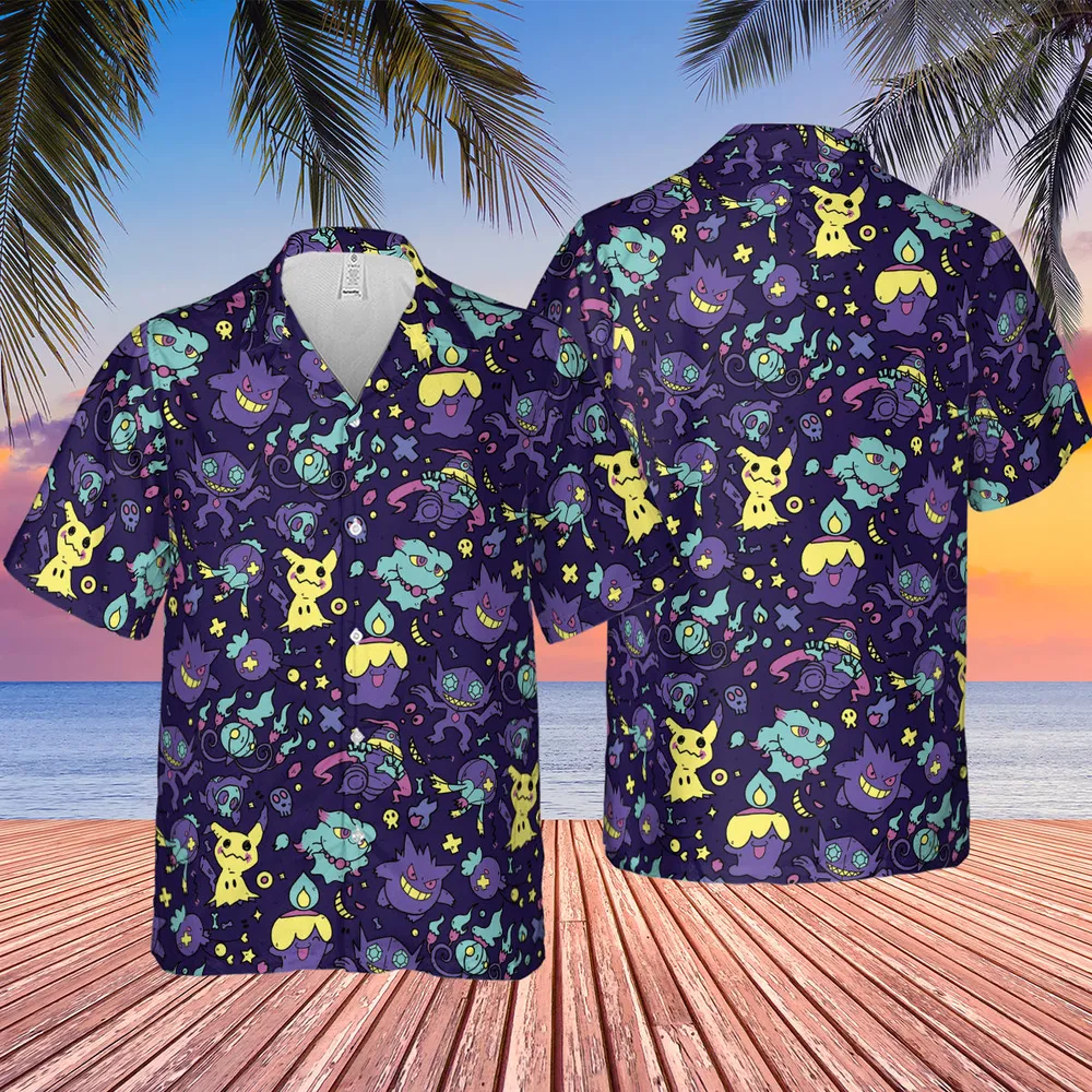 Gengar Ghost Pokemon Pattern Hawaiian Shirt - 2