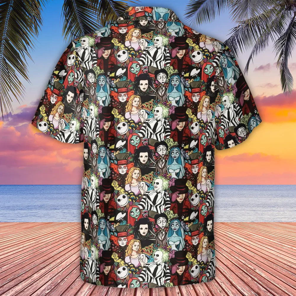 Tim Burton Characters Halloween Hawaiian Shirt - 3