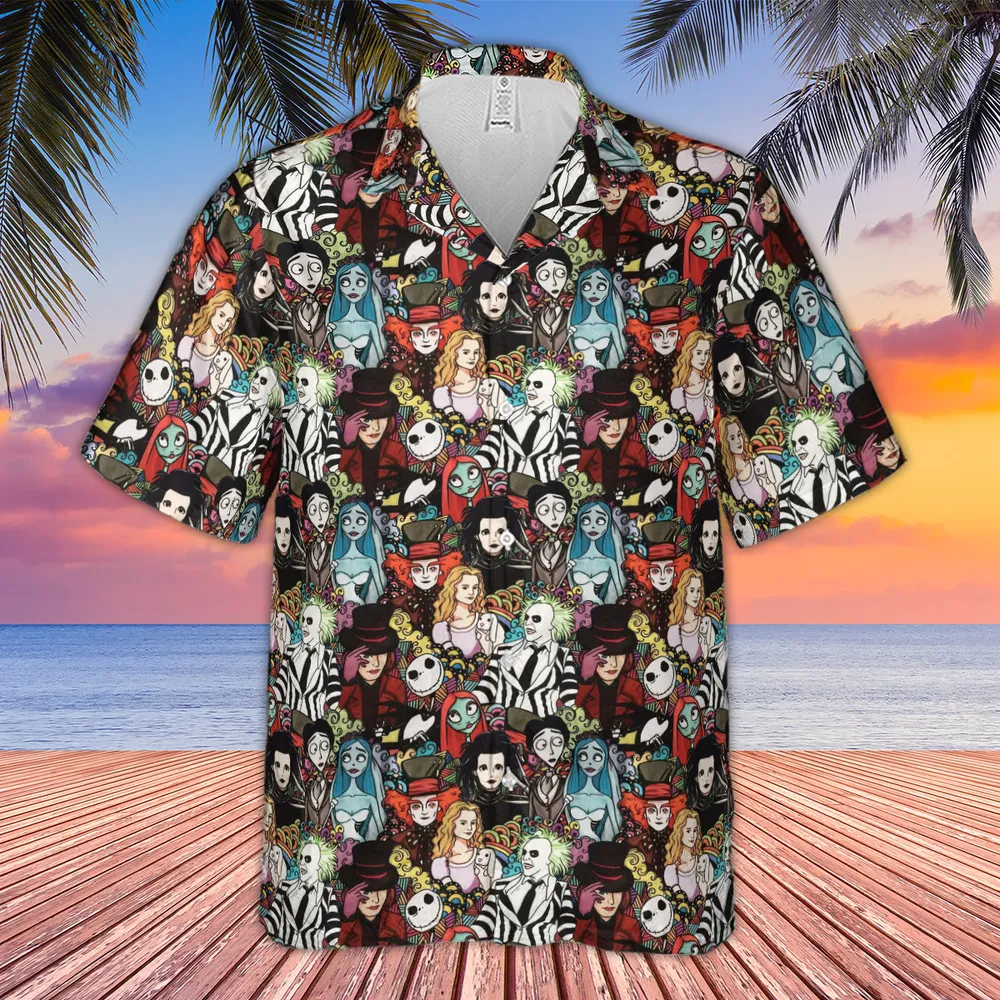 Tim Burton Characters Halloween Hawaiian Shirt - 4