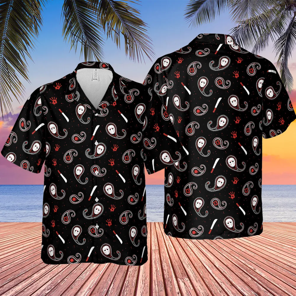 Jason Voorhees Friday The 13th Pattern Hawaiian Shirt - 2