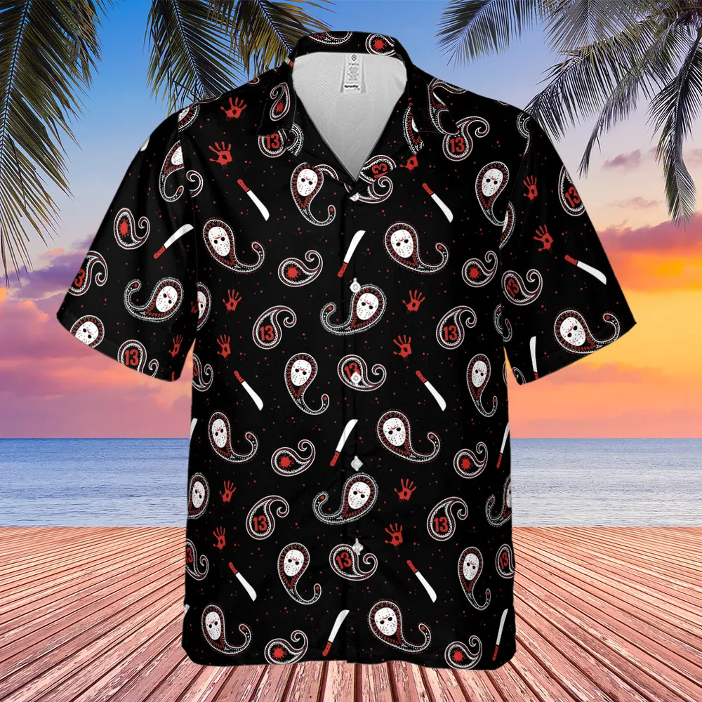 Jason Voorhees Friday The 13th Pattern Hawaiian Shirt - 4
