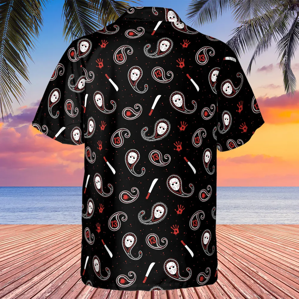 Jason Voorhees Friday The 13th Pattern Hawaiian Shirt - 3