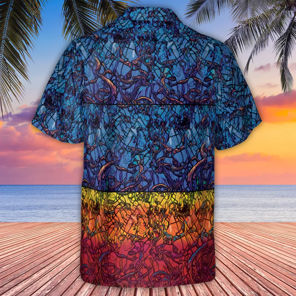 Stained Glass Cthulhu H.P Lovecraft Hawaiian Shirt - 3