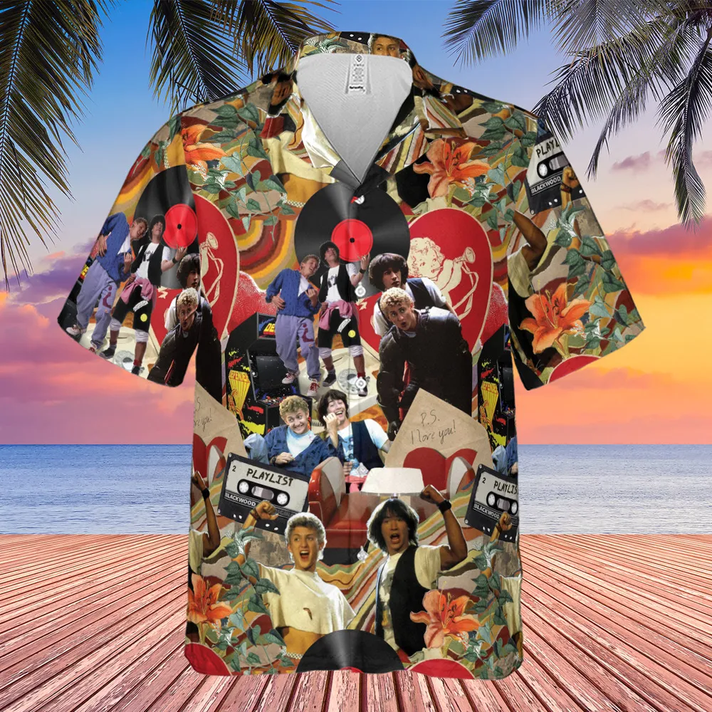Vintage Collage Bill and Ted Hawaiian Shirt - 4