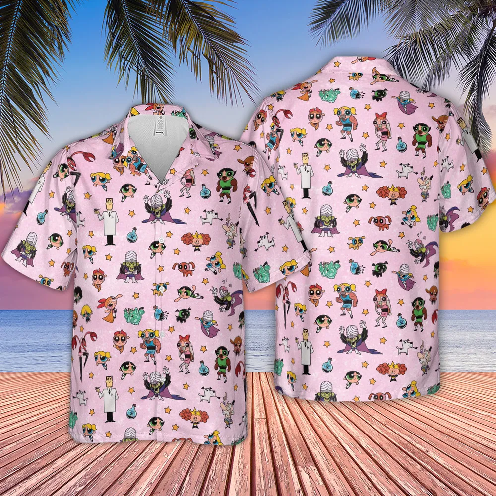 Power Puff Girls Characters Pattern Hawaiian Shirt - 4
