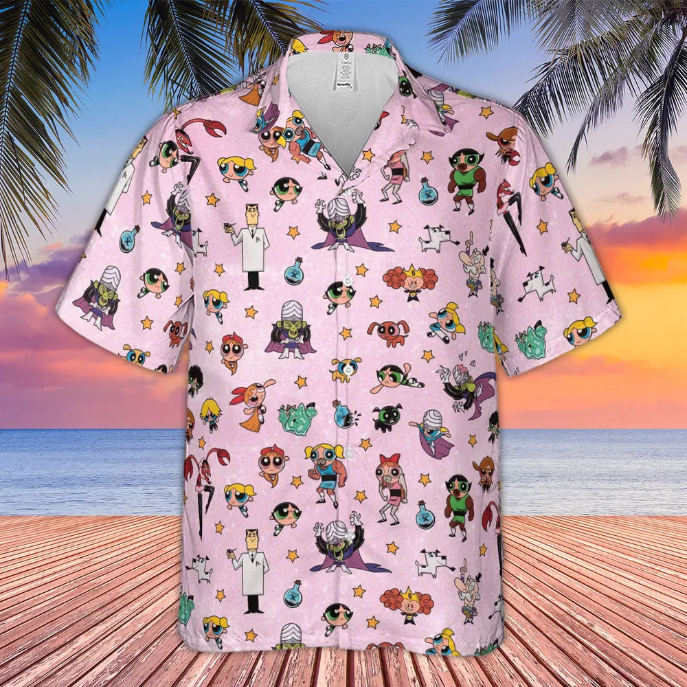Power Puff Girls Characters Pattern Hawaiian Shirt - 3
