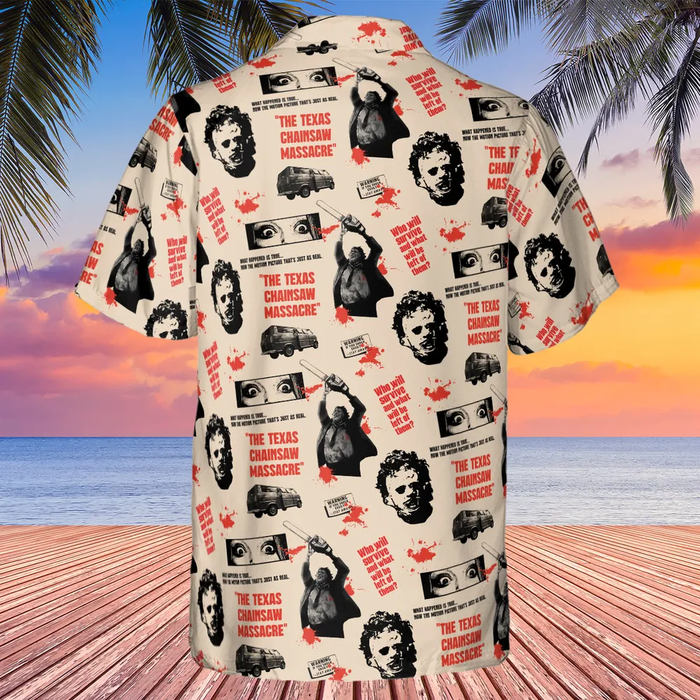 Leatherface The Texas Chainsaw Massacre Horror Pattern Hawaiian Shirt - 3