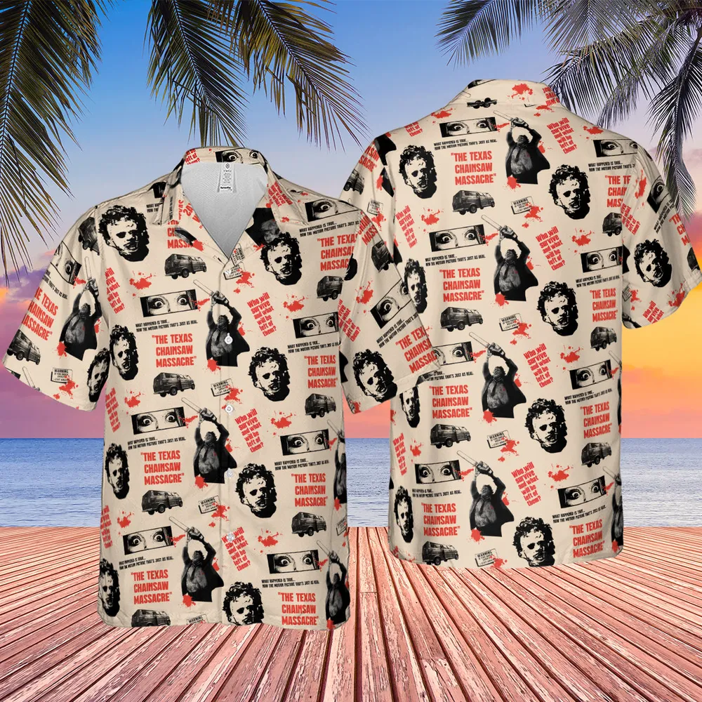 Leatherface The Texas Chainsaw Massacre Horror Pattern Hawaiian Shirt - 2