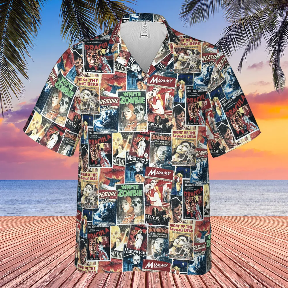 Pioneering '50s Classics Monster Hammer Horror Films Hawaiian Shirt - 4