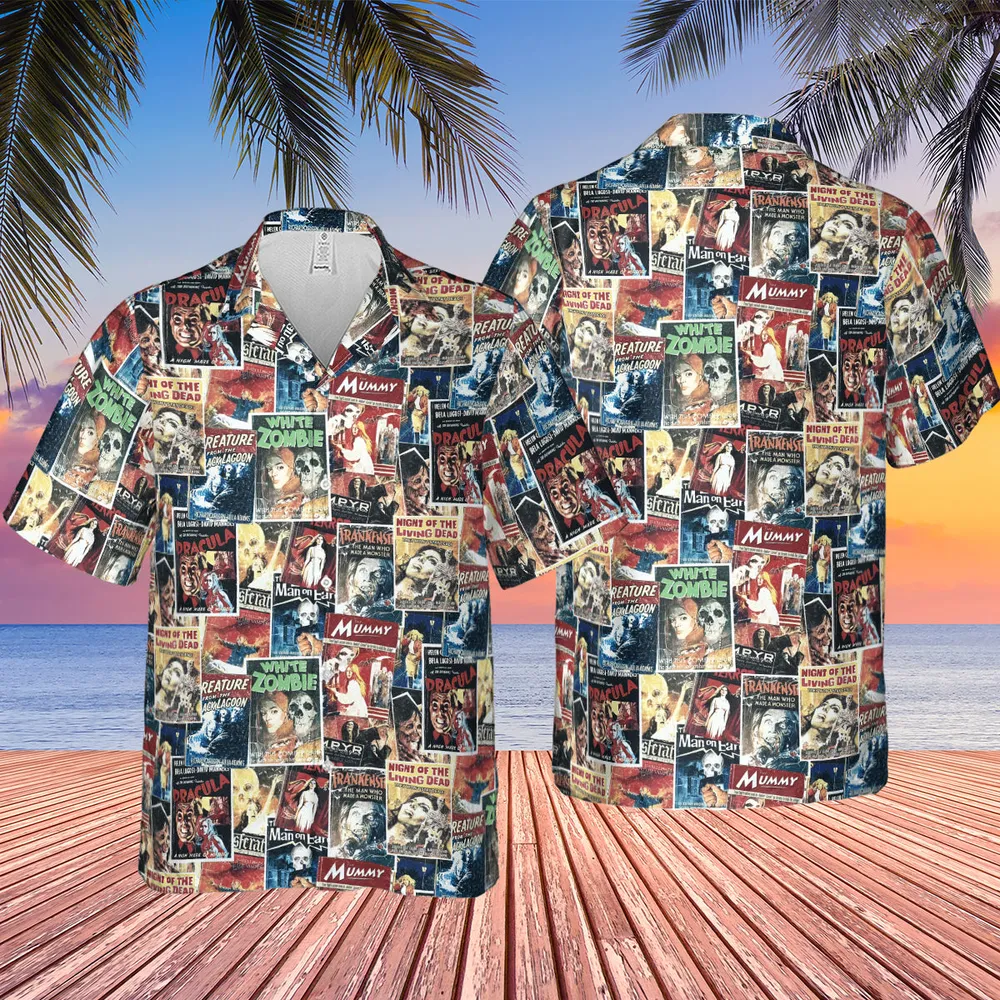 Pioneering '50s Classics Monster Hammer Horror Films Hawaiian Shirt - 2