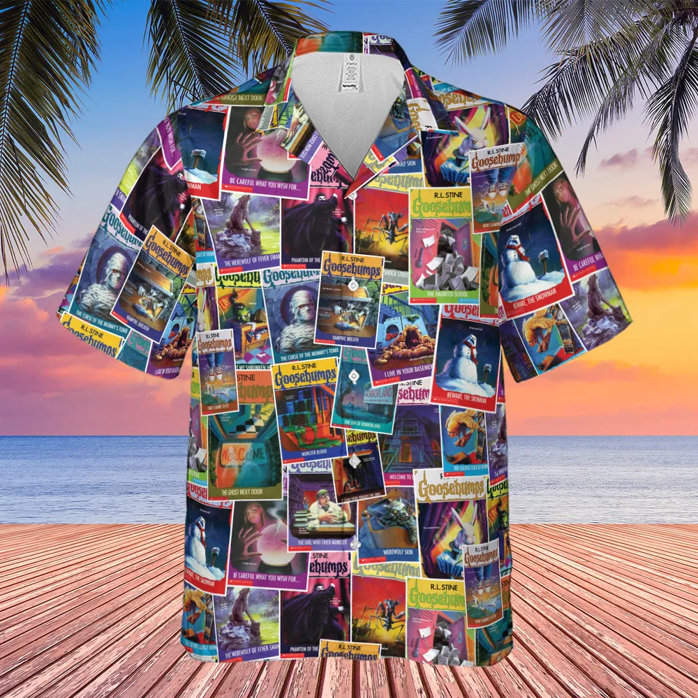 Goosebumps Monster Collage Pattern Hawaiian Shirt - 4