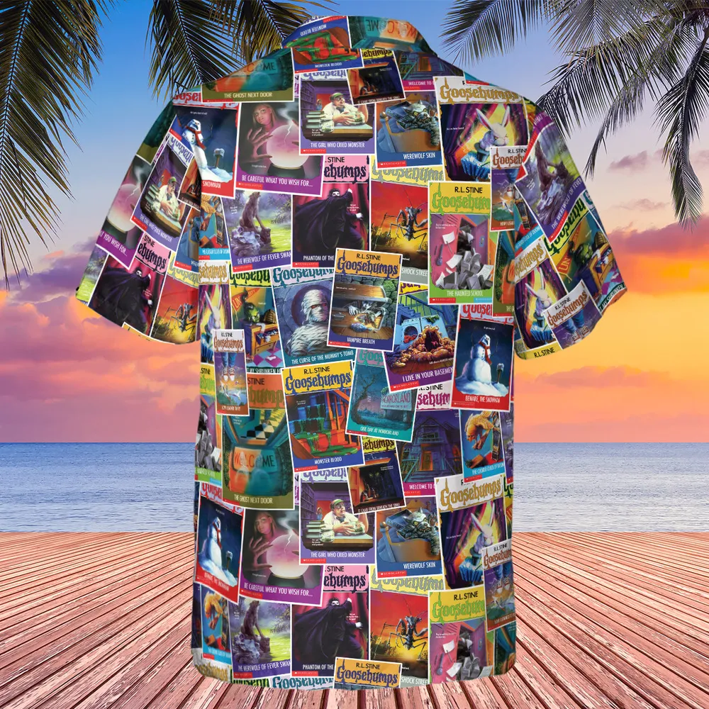 Goosebumps Monster Collage Pattern Hawaiian Shirt - 3