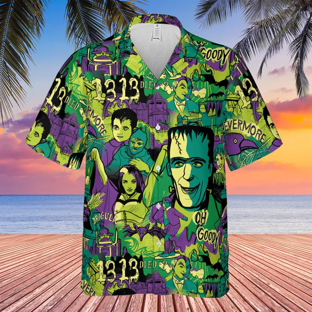 Oh Groovy Frankenstein Universal Horror Hawaiian Shirt - 4