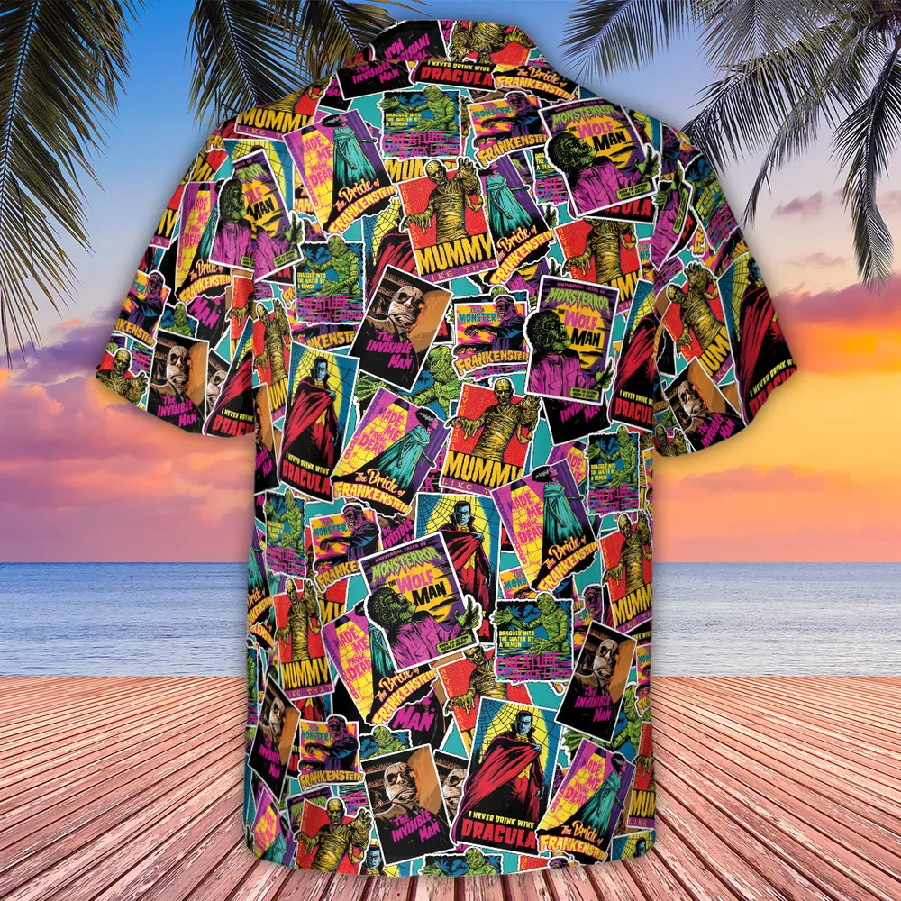 Multi Monster Pop Badges Hawaiian Shirt - 2